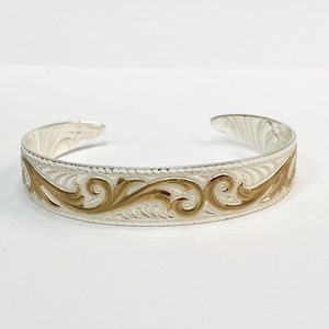 Sterling Silver Scroll Floral Cuff Bracelet